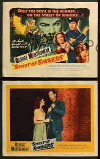 7c278 STREET OF SINNERS 8 LCs 1957 George Montgomery, only the Devil is the winner here!