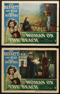 7c737 WOMAN ON THE BEACH 3 LCs 1946 Charles Bickford, Robert Ryan & bad girl Joan Bennett!