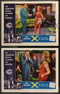 7c740 X: THE MAN WITH THE X-RAY EYES 3 LCs 1963 AIP sci-fi, it strips souls, sexy women & money!