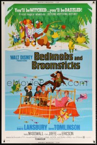 7d256 BEDKNOBS & BROOMSTICKS 40x60 1971 Walt Disney, Angela Lansbury, great cartoon art!