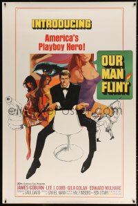 7d287 OUR MAN FLINT style Z 40x60 1966 Bob Peak art of James Coburn, sexy James Bond spy spoof!