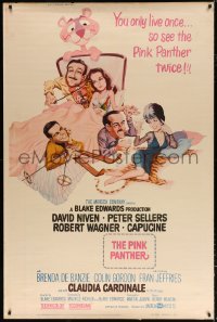 7d290 PINK PANTHER style Y 40x60 1964 wacky art of Peter Sellers & David Niven by Jack Rickard!