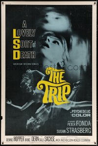 7d302 TRIP 40x60 1967 AIP, written by Jack Nicholson, LSD, wild sexy psychedelic drug image!