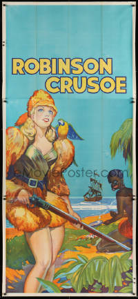 7d243 ROBINSON CRUSOE stage play English 3sh 1930s sexy close up of female hero by Friday & ship!