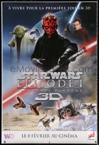7d324 PHANTOM MENACE group of 2 DS French 1ps R2012 Star Wars Episode I in 3-D, top cast!