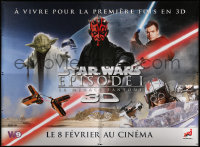 7d307 PHANTOM MENACE teaser DS French 4p R2012 Star Wars Episode I in 3-D, top cast!