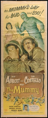 7d040 ABBOTT & COSTELLO MEET THE MUMMY insert 1955 Bud & Lou are back in their mummy's arms!