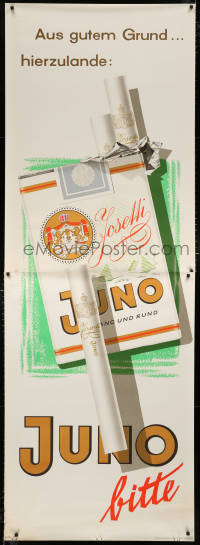 7d154 JUNO package style 33x94 German advertising poster 1950s Walter Muller smoking art!