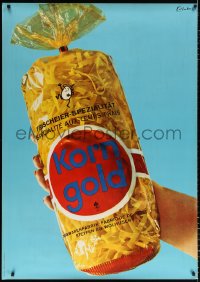 7d161 KORN GOLD 36x51 Swiss advertising poster 1960s image of a woman holding egg noodles!