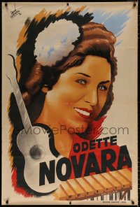 7d219 ODETTE NOVARA 32x47 French special poster 1940 woman with flower in her hair by Lefebure!
