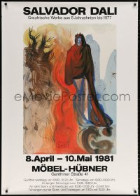 7d185 SALVADOR DALI MOBEL-HUBNER 35x49 German museum/art exhibition 1981 art of a man in red cloak!