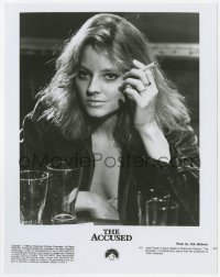 7f111 ACCUSED 8x10.25 still 1988 close up of smoking Jodie Foster wearing leather jacket!