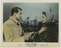 7f008 AFFAIR TO REMEMBER color 8x10 still 1957 c/u of Cary Grant & Deborah Kerr by New York skyline!