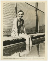 7f136 ANN HARDING 8x10 still 1936 great close up in swimsuit dipping her feet in the pool!