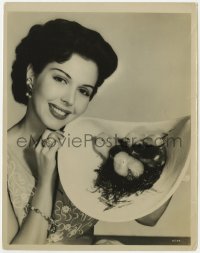 7f137 ANN MILLER 8x10.25 still 1940s great Easter portrait holding baby chickens in a hat!
