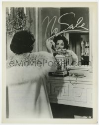 7f221 BUTTERFIELD 8 8x10.25 still 1960 Elizabeth Taylor writes NO SALE with lipstick on mirror!
