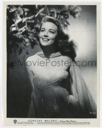 7f321 DOROTHY MALONE 8x10 still 1950s beautiful portrait of the Warner Bros. star in low-cut gown!