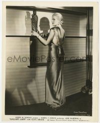 7f388 GALLANT LADY 8x10.25 still 1933 full-length Ann Harding in satin dress with statuette, rare!