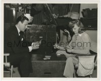 7f429 GRAND CENTRAL MURDER deluxe 8x10 still 1942 Virgina Grey & Tom Conway play gin rummy on set!
