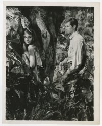 7f440 GREEN MANSIONS 8x10.25 still 1959 lovers Audrey Hepburn & Anthony Perkins in jungle!