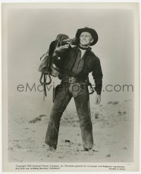 7f610 MAN WITHOUT A STAR 8.25x10 still 1955 great portrait of Kirk Douglas carrying saddle!