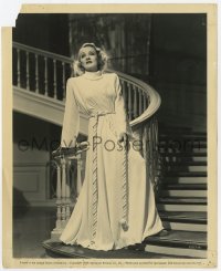 7f647 MARLENE DIETRICH 8x10 still 1939 full-length wearing cool dress on stairs, Destry Rides Again!