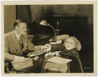 7f705 NIGHT COURT 8x10.25 still 1932 Walter Huston stares at distraught Anita Page in his office!