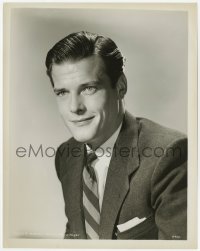 7f799 ROGER MOORE 8x10.25 still 1950s great youthful smiling portrait before he was James Bond!