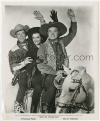 7f846 SON OF PALEFACE 8.25x10 still 1952 Bob Hope, Jane Russell & Roy Rogers posing on Trigger!