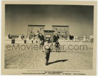 7f901 TEN COMMANDMENTS candid 8x10 still 1956 Cecil B. DeMille walks in desert in front of huge set!
