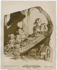 7f838 SNOW WHITE & THE SEVEN DWARFS 8x10 still 1937 art of six others following Dopey upstairs!