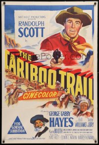 7g551 CARIBOO TRAIL Aust 1sh 1951 Randolph Scott & Gabby Hayes vs Native American Indians!