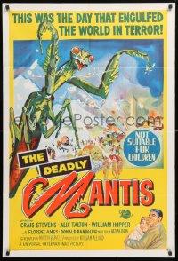 7g564 DEADLY MANTIS Aust 1sh 1957 classic art of giant insect attacking Washington D.C.!