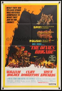 7g567 DEVIL'S BRIGADE Aust 1sh 1968 William Holden, Cliff Robertson, Vince Edwards, cool art by Kossin!