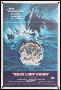 7g584 GRAY LADY DOWN Aust 1sh 1978 Charlton Heston, David Carradine, cool submarine artwork!