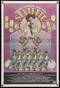 7g633 SEXTETTE Aust 1sh 1979 art of ageless Mae West w/dancers & dogs by Drew Struzan!