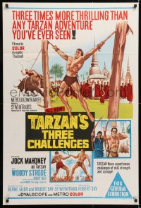 7g638 TARZAN'S THREE CHALLENGES Aust 1sh 1963 Edgar Rice Burroughs, artwork of bound Jock Mahoney!