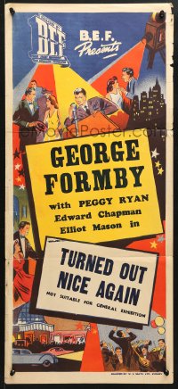 7g683 BEF Aust daybill 1950s George Fromby in Turned Out Nice Again, completely different city art!