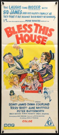 7g694 BLESS THIS HOUSE Aust daybill 1972 great portrait of English comic actor Sidney James!
