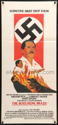 7g698 BOYS FROM BRAZIL Aust daybill 1978 Gregory Peck is a Nazi on the run from Laurence Olivier!