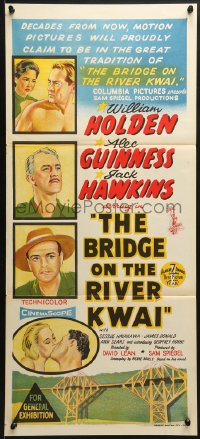 7g700 BRIDGE ON THE RIVER KWAI Aust daybill 1958 William Holden, David Lean classic, art!