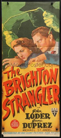7g701 BRIGHTON STRANGLER Aust daybill 1944 art of John Loder, June Duprez & the killer, rare!