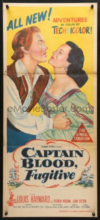 7g705 CAPTAIN PIRATE Aust daybill 1952 Louis Hayward, Patricia Medina, Captain Blood, Fugitive!