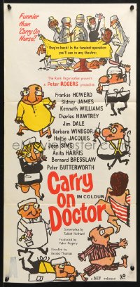 7g709 CARRY ON DOCTOR Aust daybill 1967 sexiest English hospital nurses, wacky operation artwork!