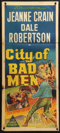 7g718 CITY OF BAD MEN Aust daybill 1953 Jeanne Crain, Dale Robertson, Boone, cowboys & boxing art