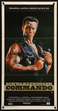 7g723 COMMANDO Aust daybill 1985 Arnold Schwarzenegger is going to make someone pay!