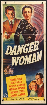 7g737 DANGER WOMAN Aust daybill 1946 Brenda Joyce, Don Porter, too dangerous to touch!