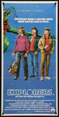 7g767 EXPLORERS Aust daybill 1985 directed by Joe Dante, adventure begins in your own back yard!