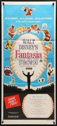 7g768 FANTASIA Aust daybill R1970s images of Mickey Mouse & others, Disney musical cartoon classic!