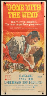 7g794 GONE WITH THE WIND Aust daybill R1970s Clark Gable, Vivien Leigh, all-time classic!